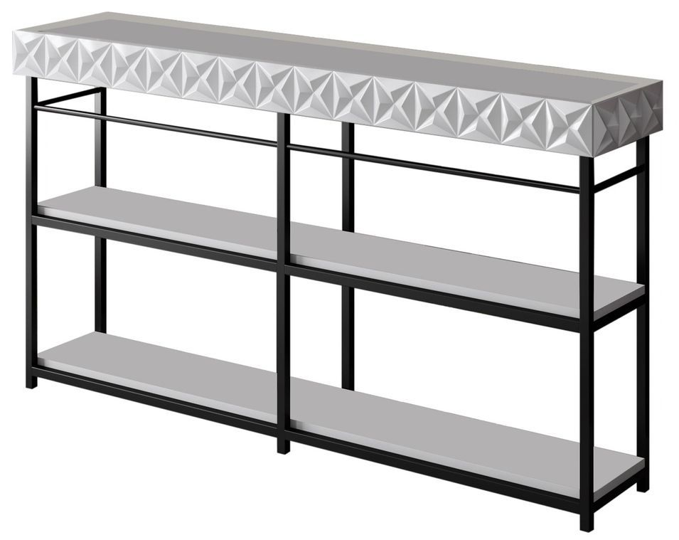 Console design bois blanc et métal noir Tonya 152 cm - Photo n°1