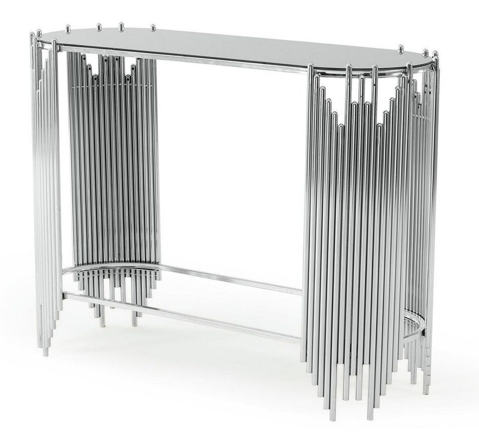 Console design métal chromé avec plateau en verre Stoner 120 cm - Photo n°1