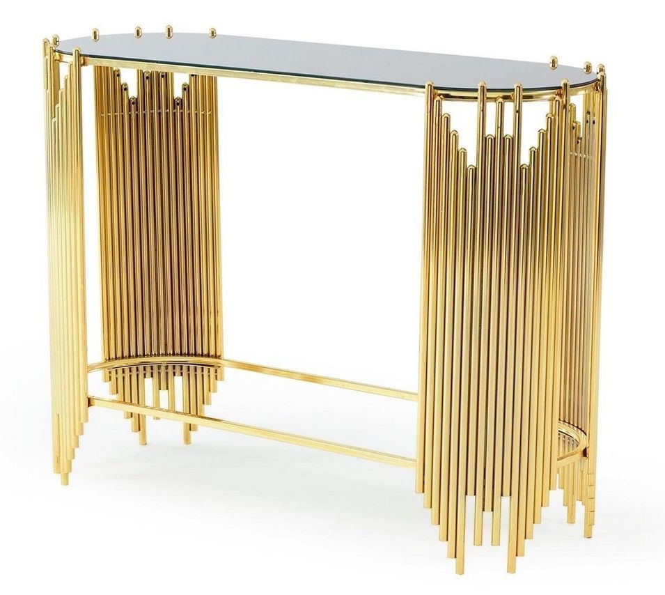 Console design métal doré avec plateau en verre Stoner 120 cm - Photo n°1