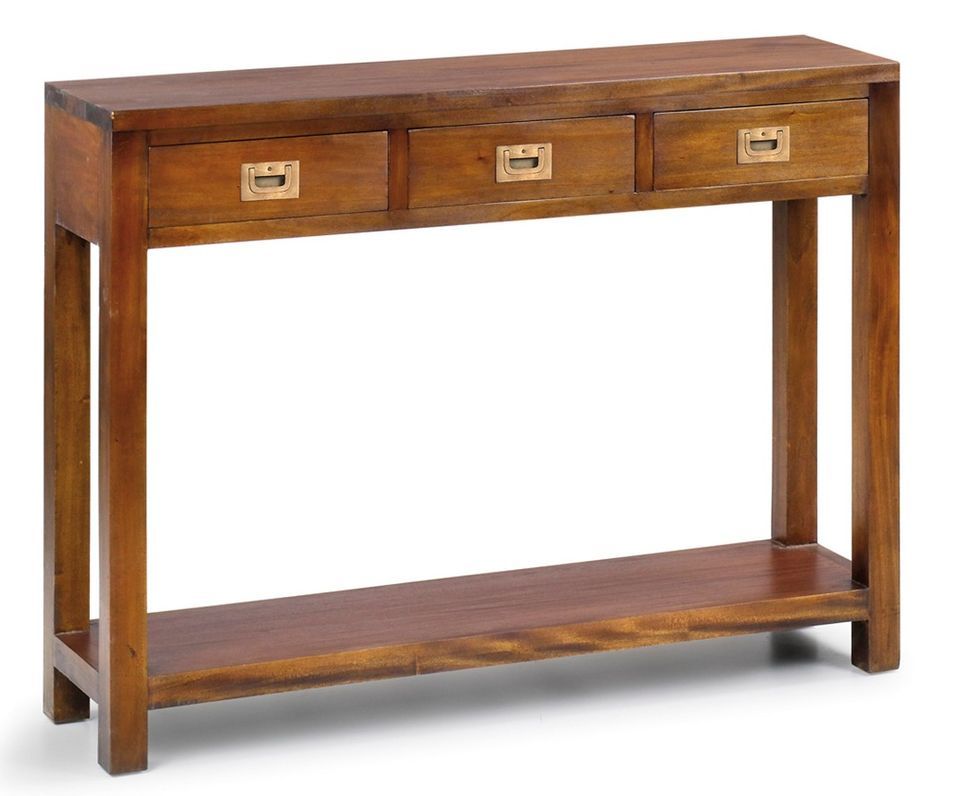 Console en bois d'acajou massif 3 tiroirs FALKANE 110 cm - Photo n°1