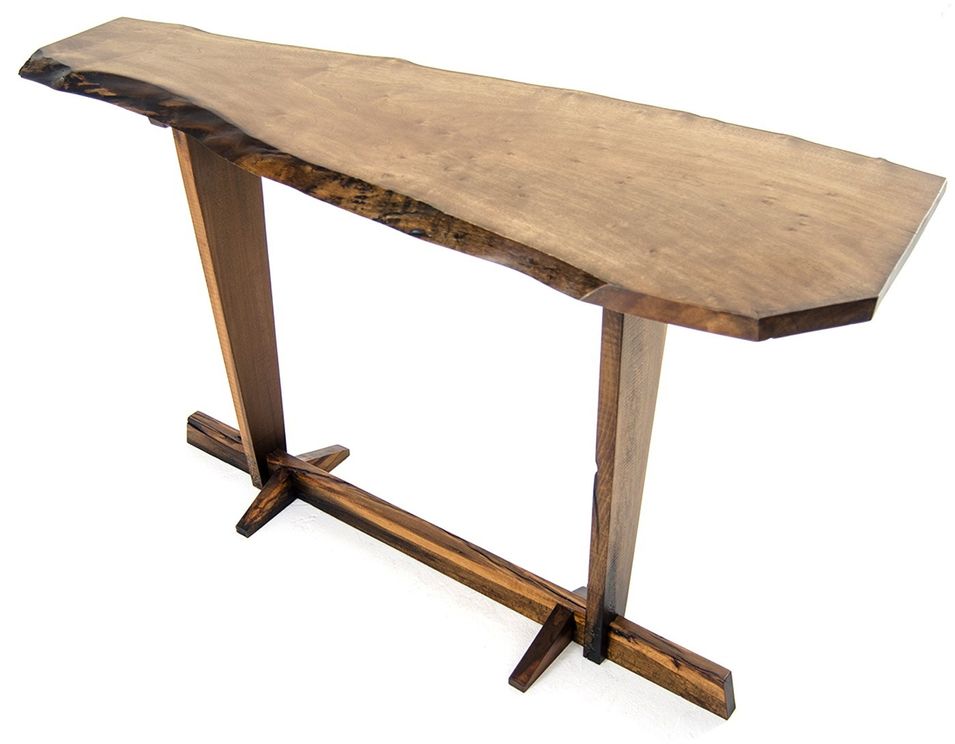 Console en bois de noyer vernis mat fait main Ankla 131 cm - Photo n°1