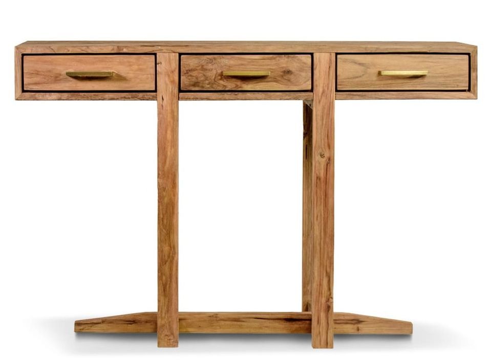 Console en bois de teck naturel 3 tiroirs TOUKA 130 cm - Photo n°1