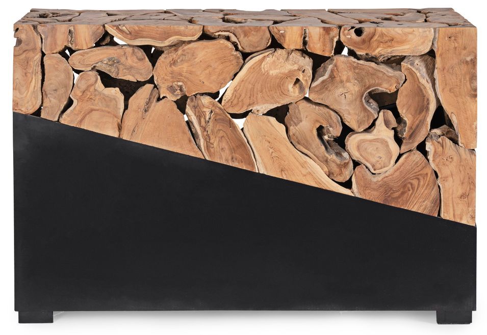 Console en racines de teck et acier noir Greka 120 cm - Photo n°1