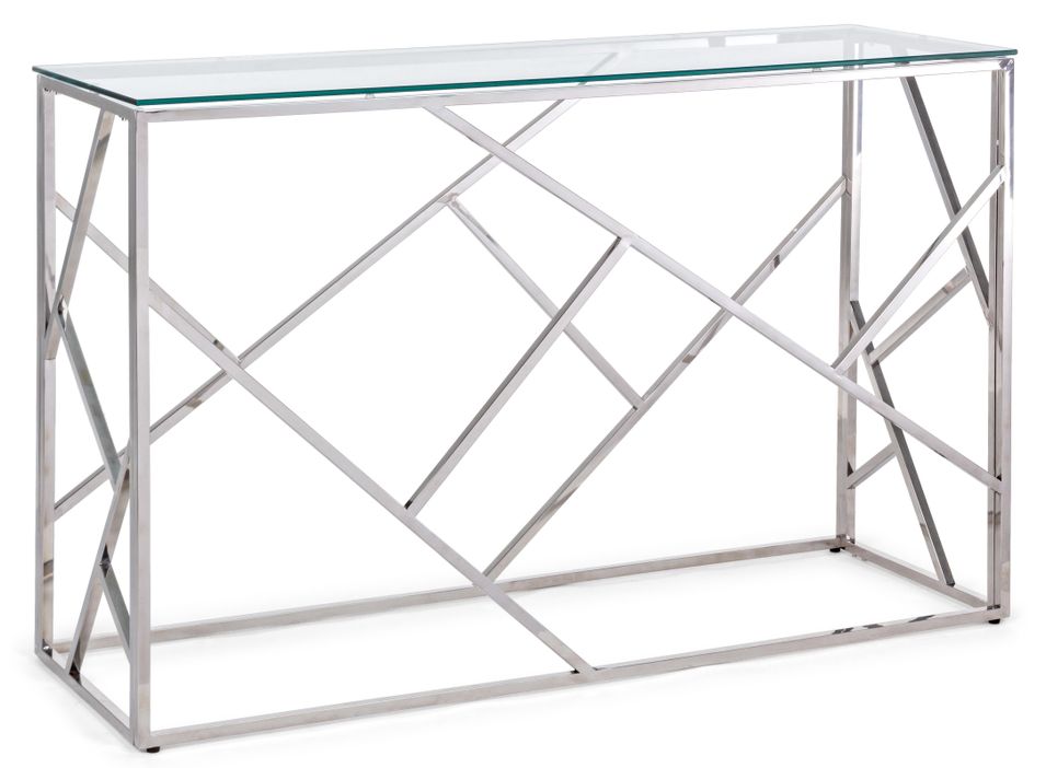 Console en verre trempé et pieds en acier Rani L 120 cm - Photo n°1