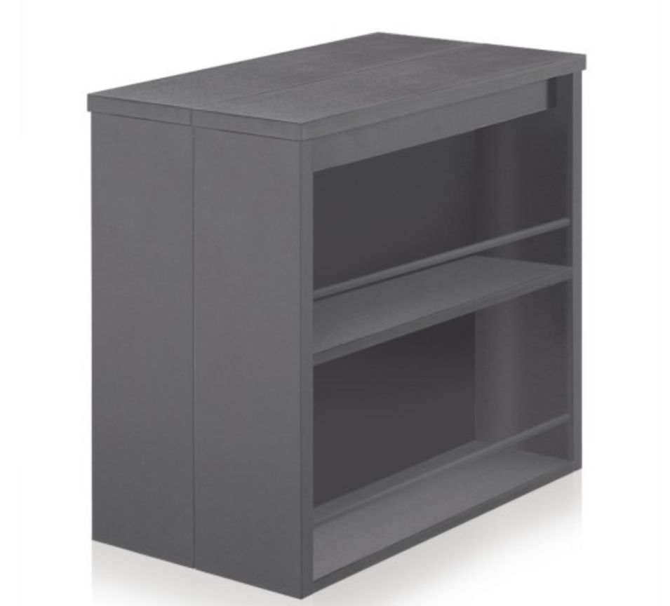 Console extensible avec rangement bois gris Kazia 40/190 cm - Photo n°1