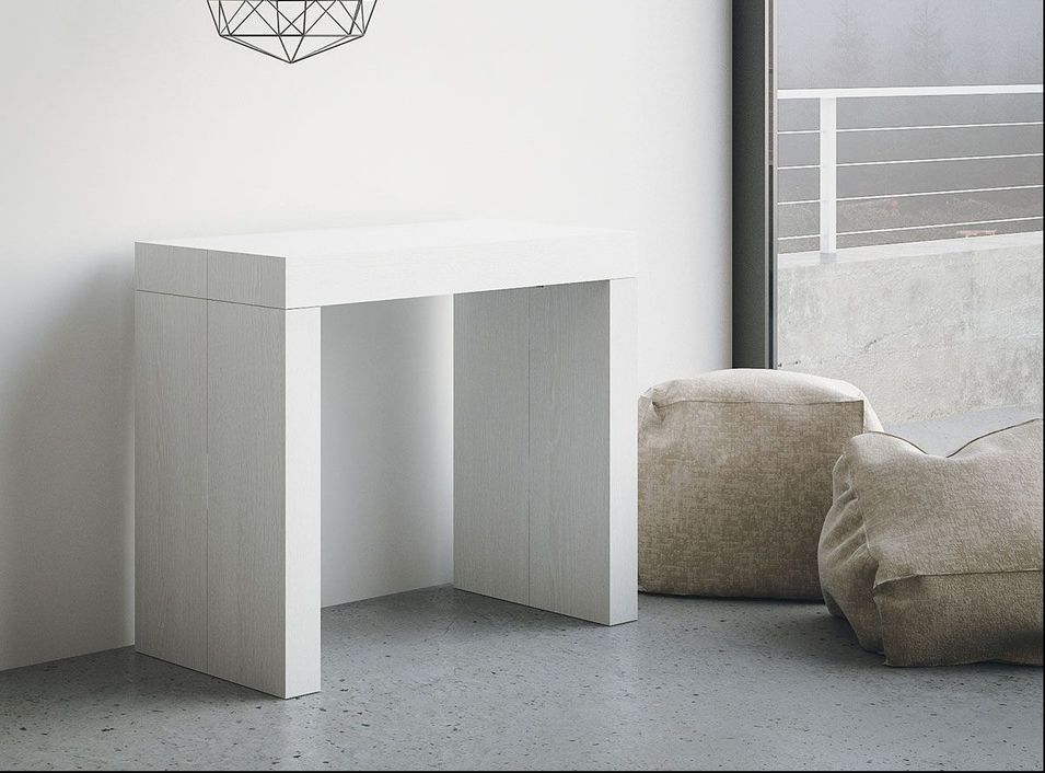 Console extensible blanche 14 personnes 45 à 295 cm Tiana - Photo n°1