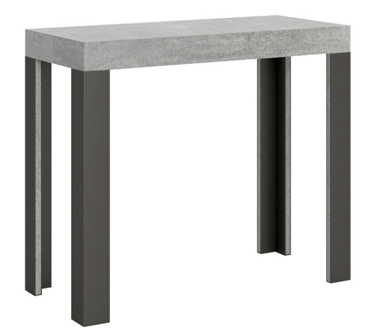 Console extensible bois avec 4 pieds bois et acier anthracite Liva - Photo n°1