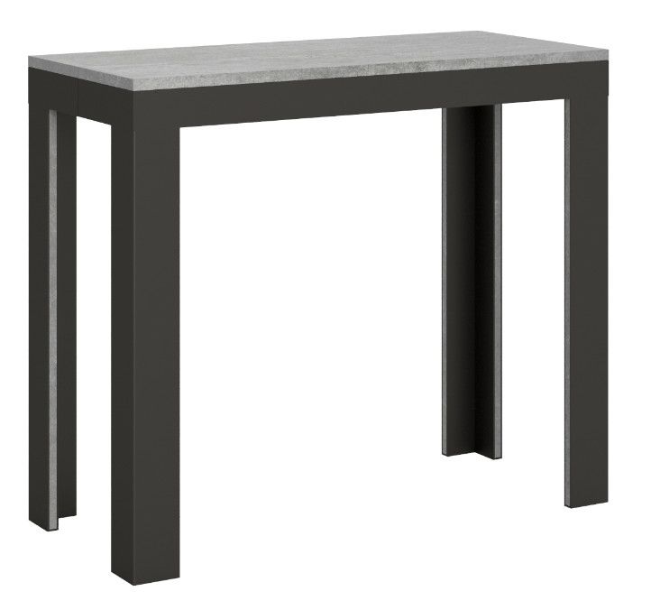 Console extensible bois pieds bois et acier anthracite Liva evolution - Photo n°1