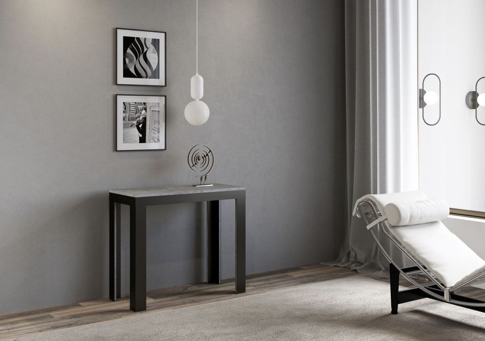 Console extensible bois pieds bois et acier anthracite Liva evolution - Photo n°3