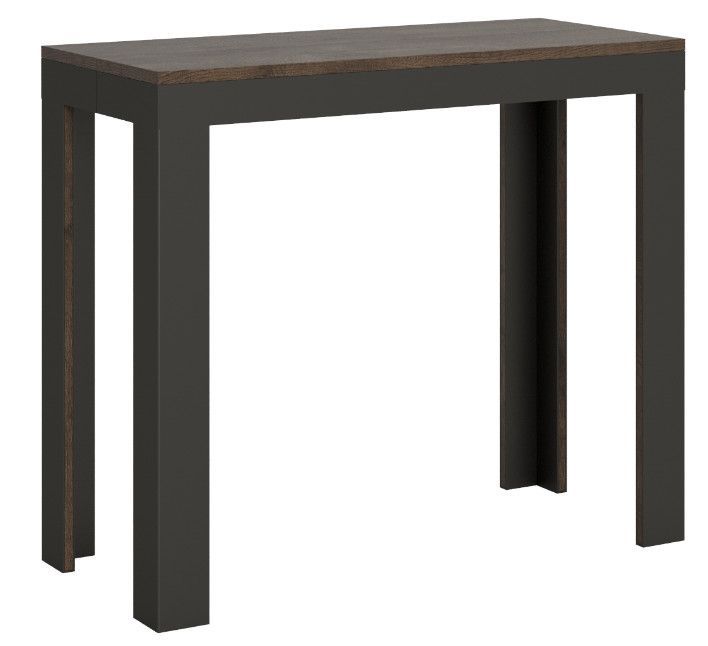 Console extensible bois pieds bois et acier anthracite Liva evolution - Photo n°1