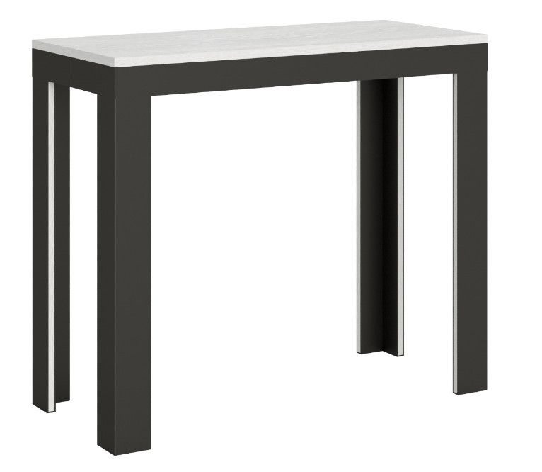 Console extensible bois pieds bois et acier anthracite Liva evolution - Photo n°1