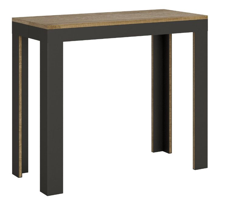 Console extensible bois pieds bois et acier anthracite Liva evolution - Photo n°1