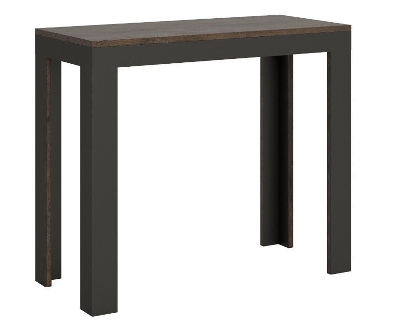 Console extensible bois pieds bois et acier anthracite Liva evolution - Photo n°1