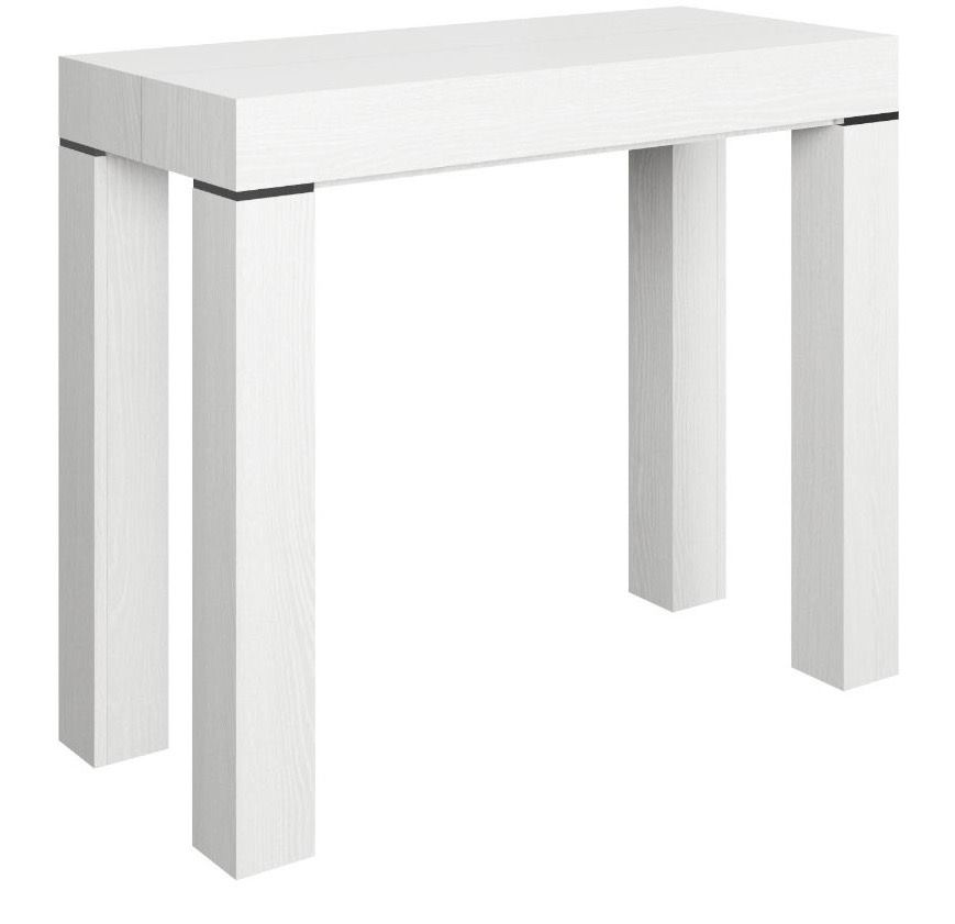 Console extensible bois blanc 14 personnes 40 à 300 cm Manja - Photo n°1