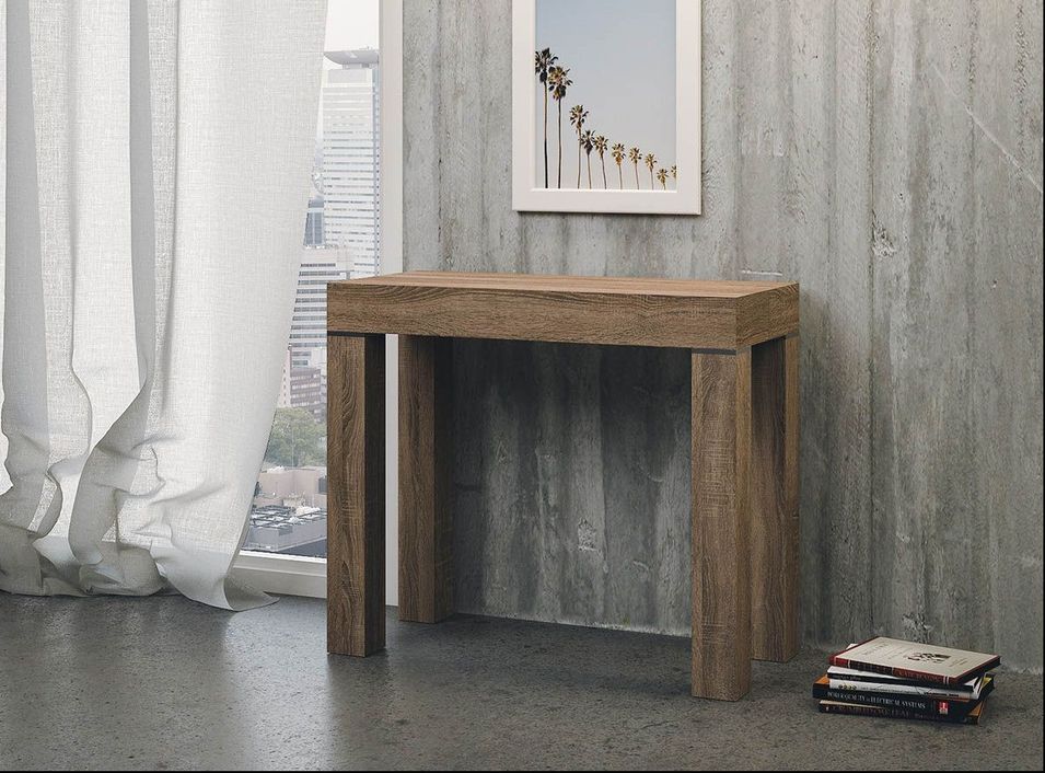 Console extensible bois clair 14 personnes 40 à 300 cm Impiry - Photo n°1