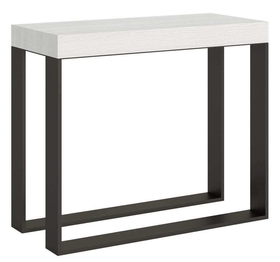 Console extensible bois et 2 pieds acier anthracite Elatra - Photo n°1