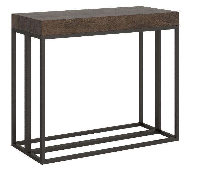 Console extensible bois et 3 pieds acier anthracite Epika - Photo n°1