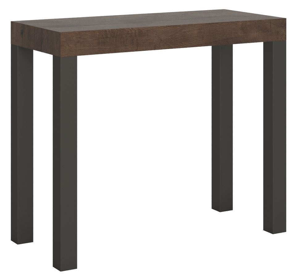 Console extensible bois et acier anthracite Elvira - Photo n°1