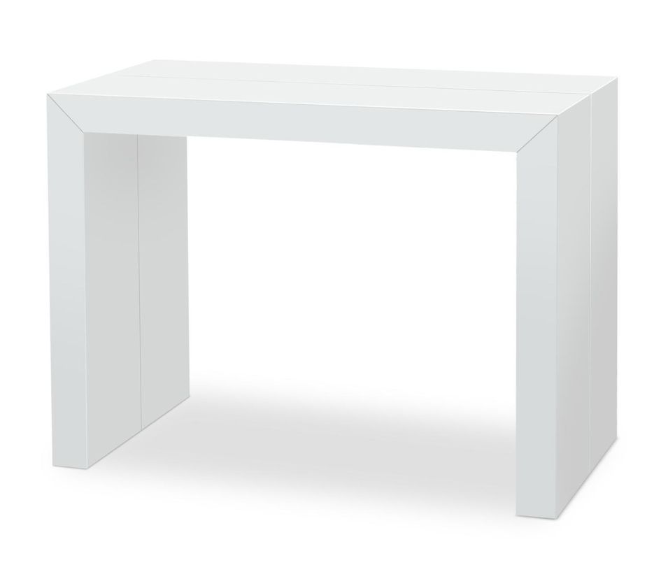 Console extensible bois laqué blanc Saunier 50/300 cm - Photo n°1