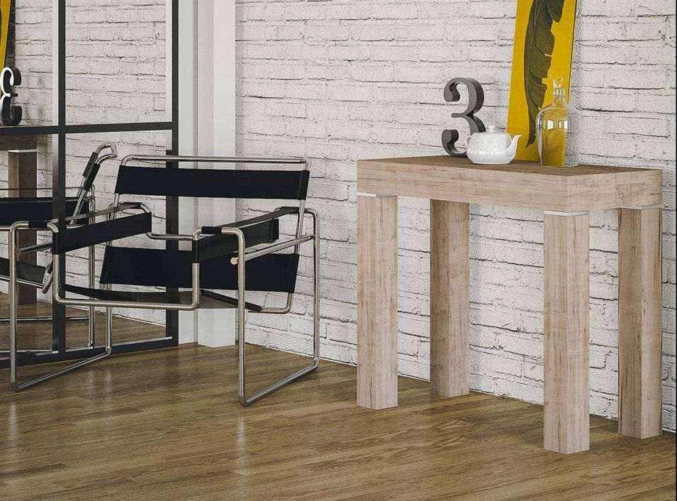 Console extensible chêne clair 14 personnes 40 à 300 cm Mino - Photo n°1