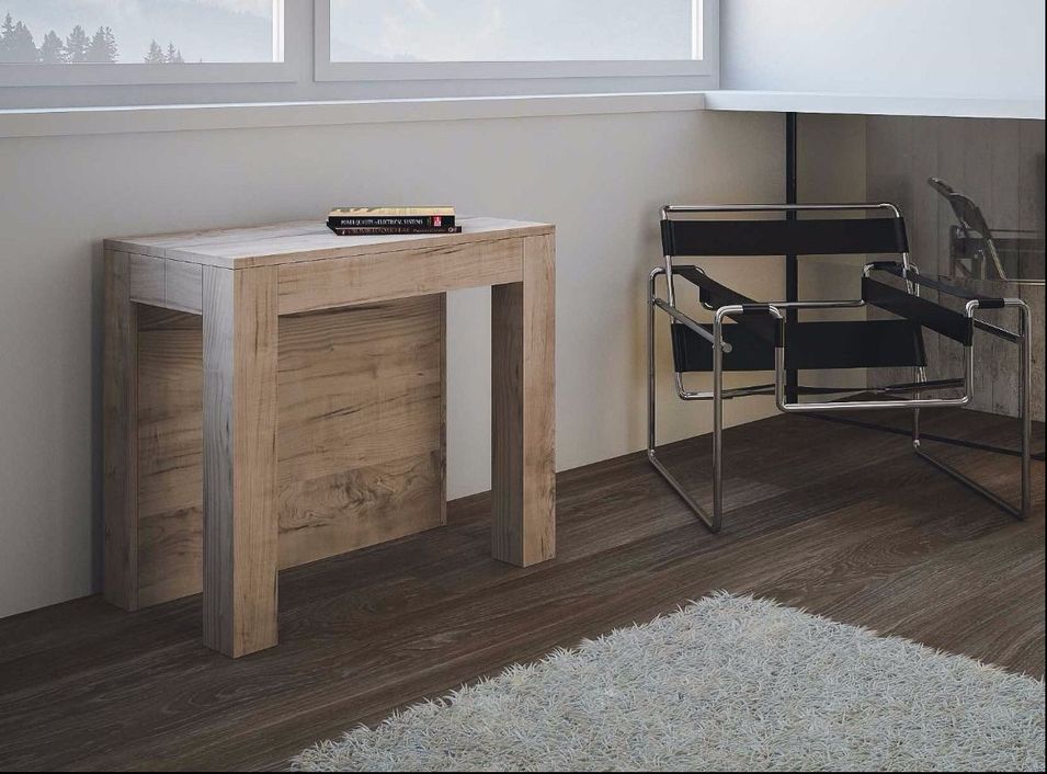 Console extensible chêne naturel 14 personnes 48 à 300 cm Bira - Photo n°1