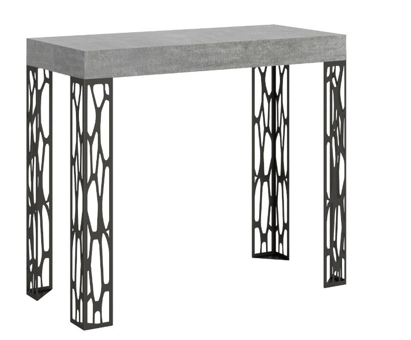 Console extensible design bois et acier anthracite Kiza - Photo n°1
