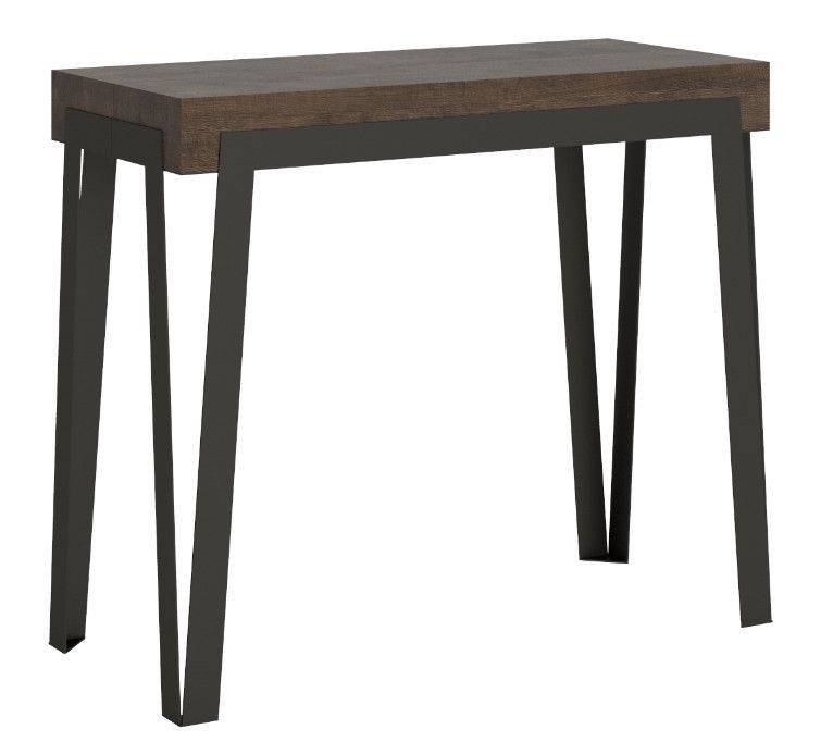 Console extensible design bois et acier anthracite Konta - Photo n°1
