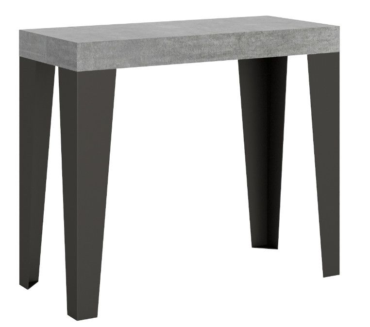 Console extensible design bois et acier mat Flavio - Photo n°1