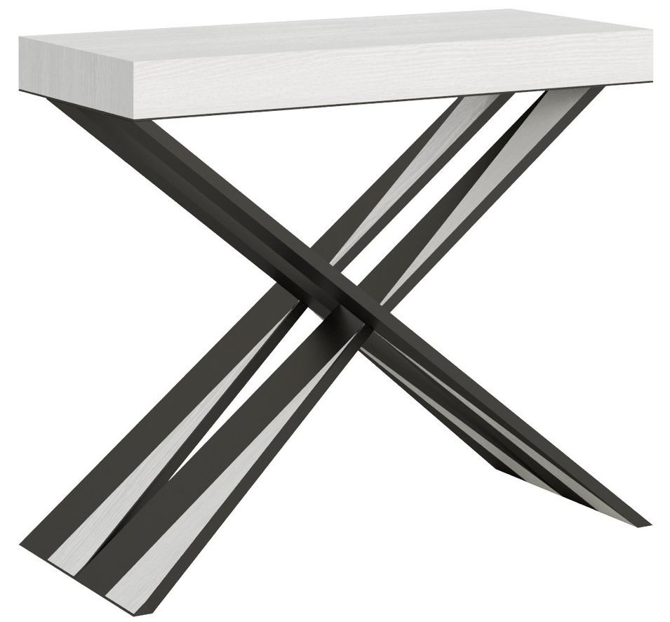 Console extensible bois pieds croisés anthracite Diago - Photo n°1