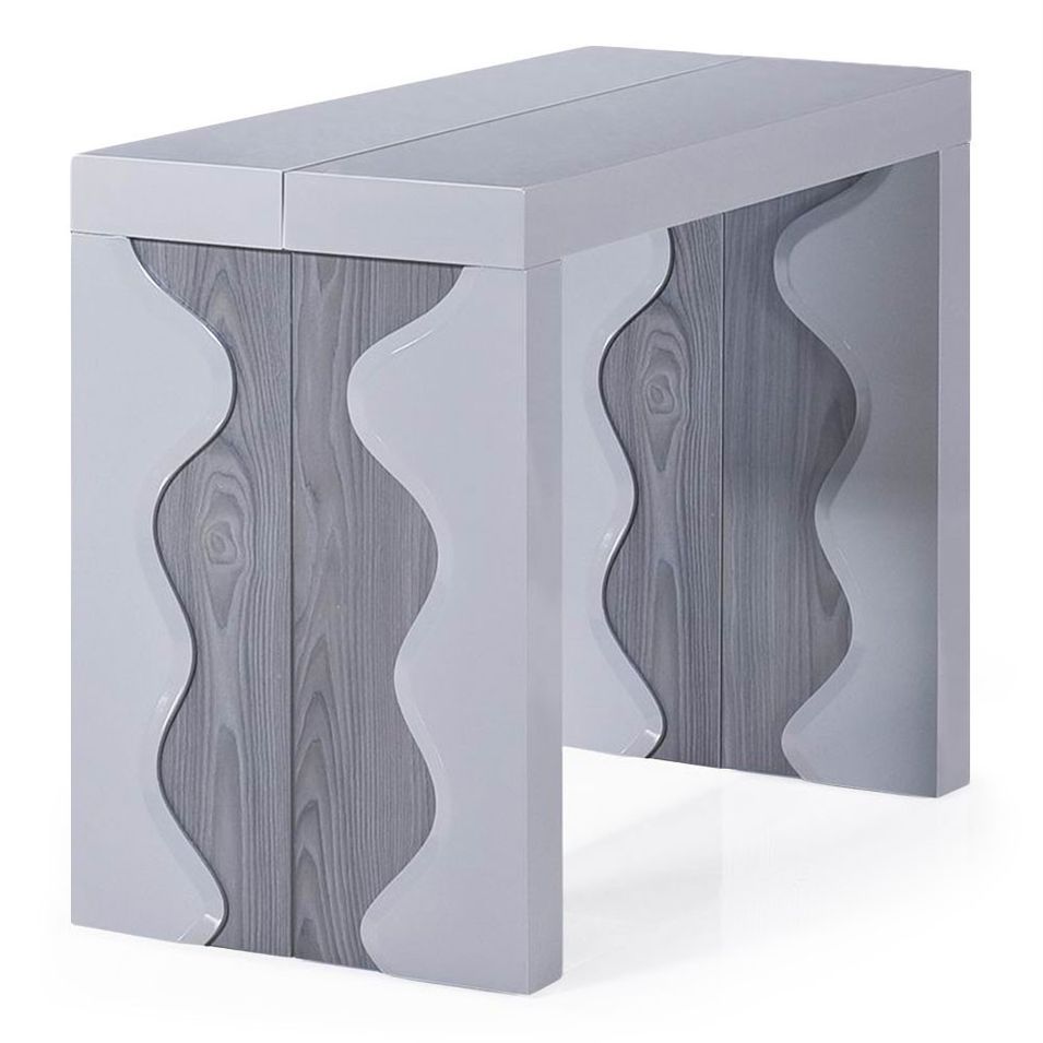 Console extensible laqué et chêne gris Riella 50/200 cm - Photo n°1