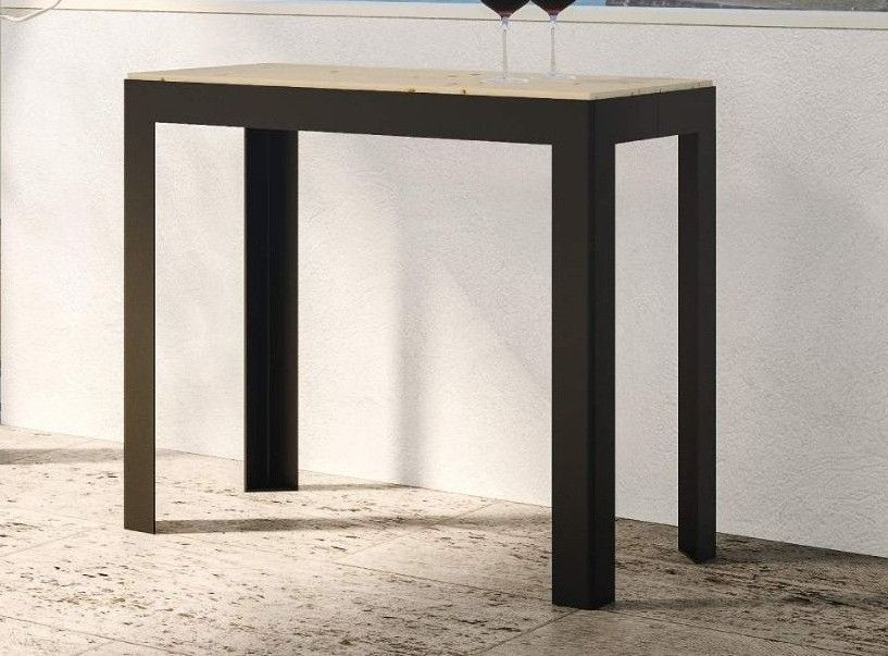 Console extensible pin massif clair et pieds métal anthracite 14 personnes 40 à 290 cm Aiza - Photo n°1