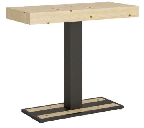 Console extensible pin massif clair et pieds métal anthracite 14 personnes 40 à 300 cm Cali - Photo n°1