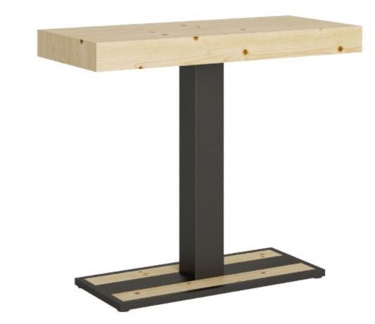 Console extensible pin massif clair et pieds métal anthracite 8 personnes 40 à 196 cm Cali - Photo n°1