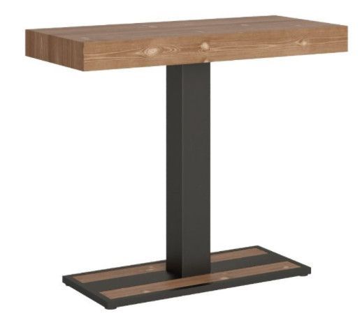 Console extensible pin massif teinté clair et pieds métal anthracite 8 personnes 40 à 196 cm Cali - Photo n°1