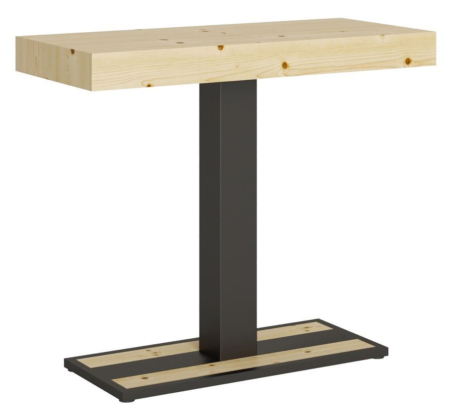 Console extensible sapin massif et pieds acier anthracite 40 à 190 cm Mimo - Photo n°1