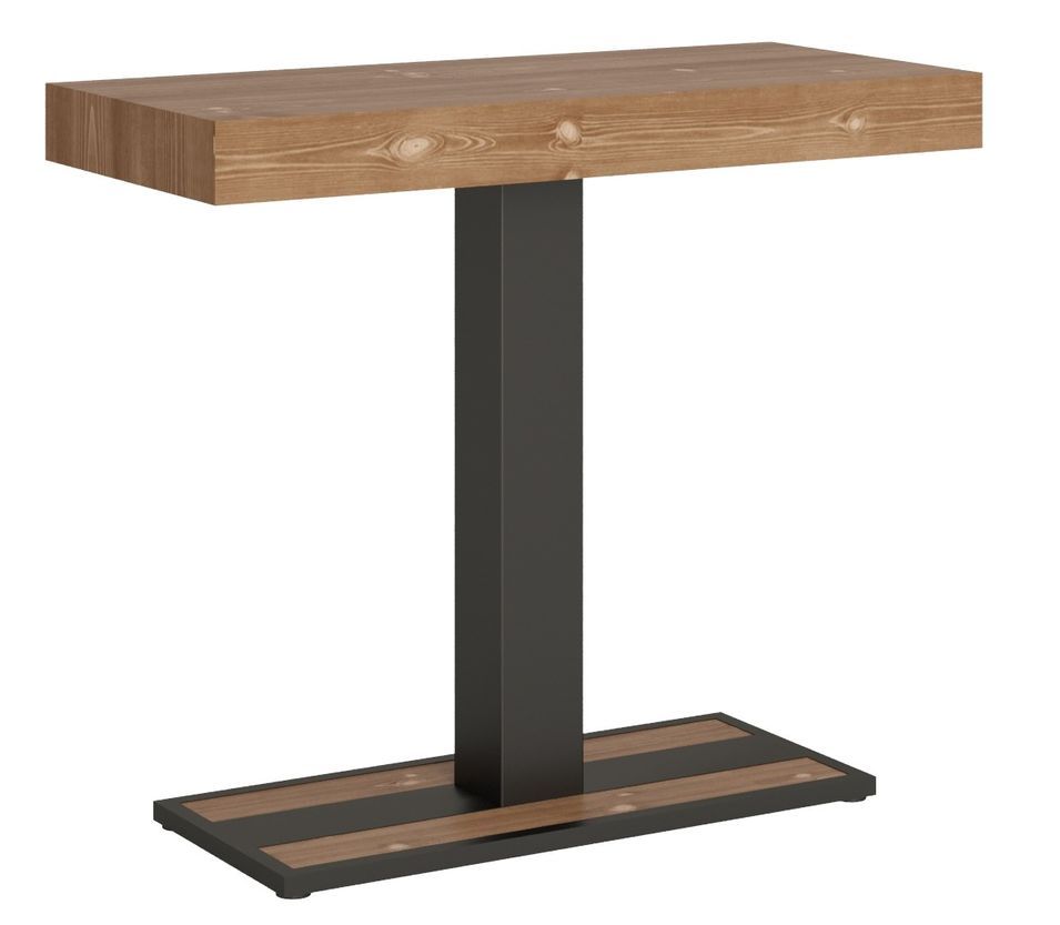 Console extensible sapin massif marron et pieds acier anthracite 40 à 190 cm Mimo - Photo n°1