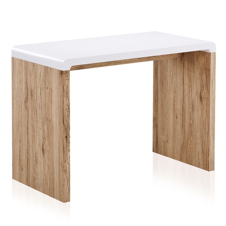 Console fixe Blanc brillant et Naturel Kuba - Photo n°1