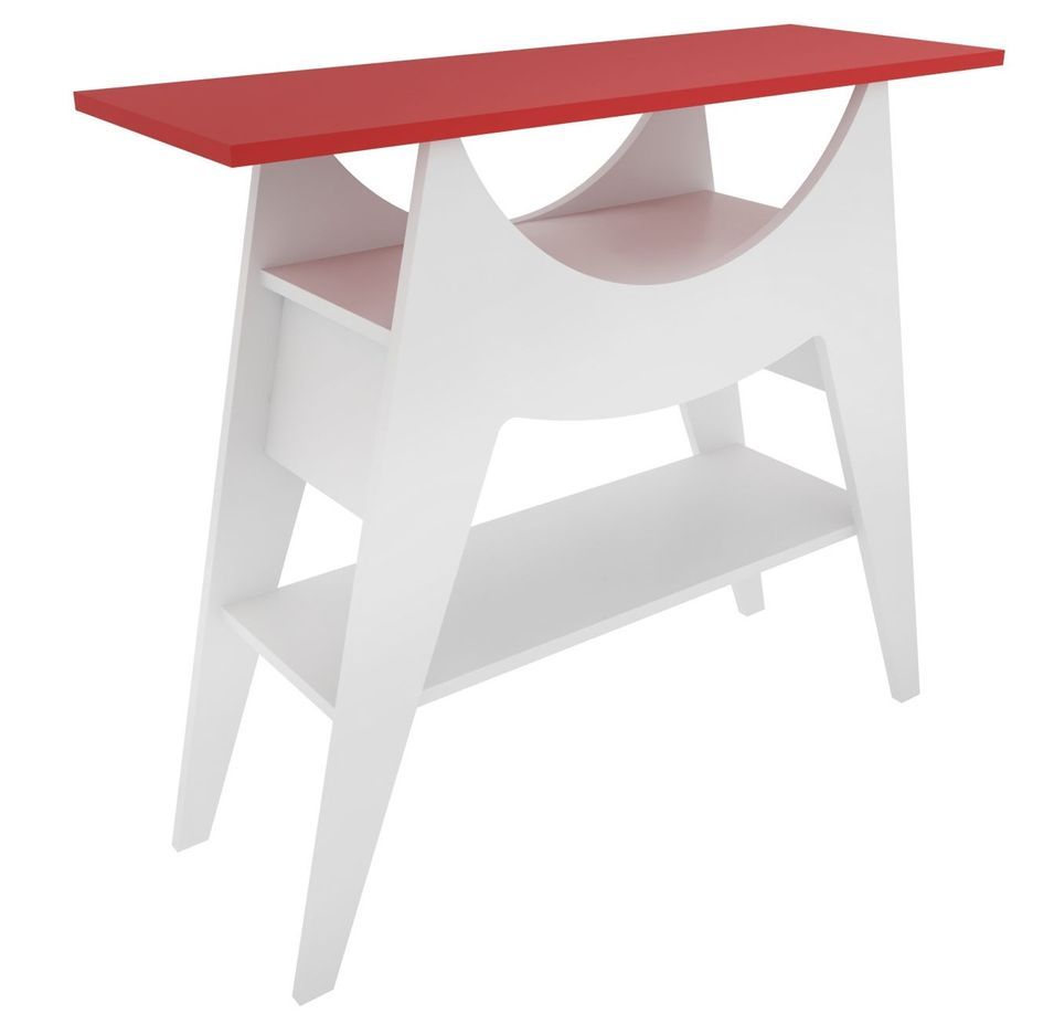 Console fixe bois blanc et rouge Ursula 100 cm - Photo n°1