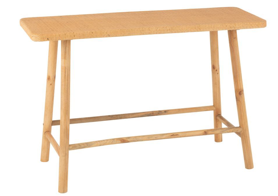 Console fixe LOZA – Bois de sapin & rotin naturel - Photo n°1