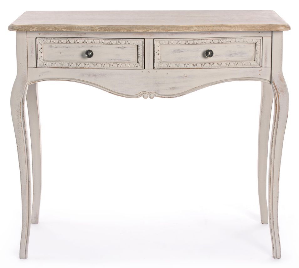 Console JARA – Bois massif de paulownia beige – 2 tiroirs – 90 cm - Photo n°1