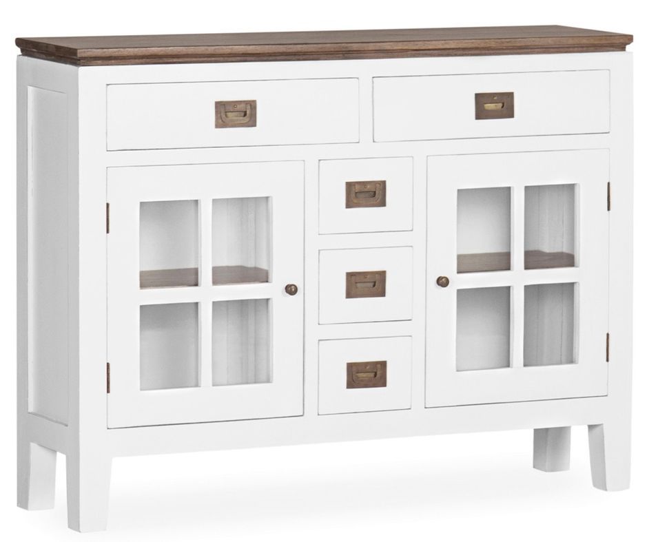 Console KOREST – Bois massif blanc et marron - Photo n°1
