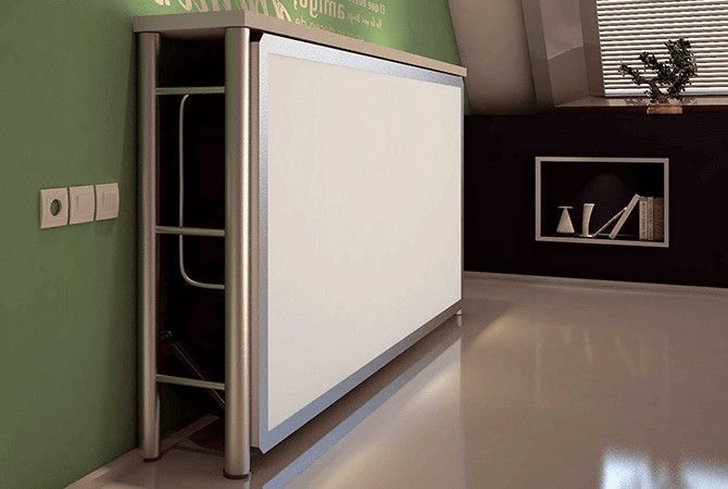 Console lit escamotable 90x180 cm métal et façade bois melaminé Laura - Photo n°1