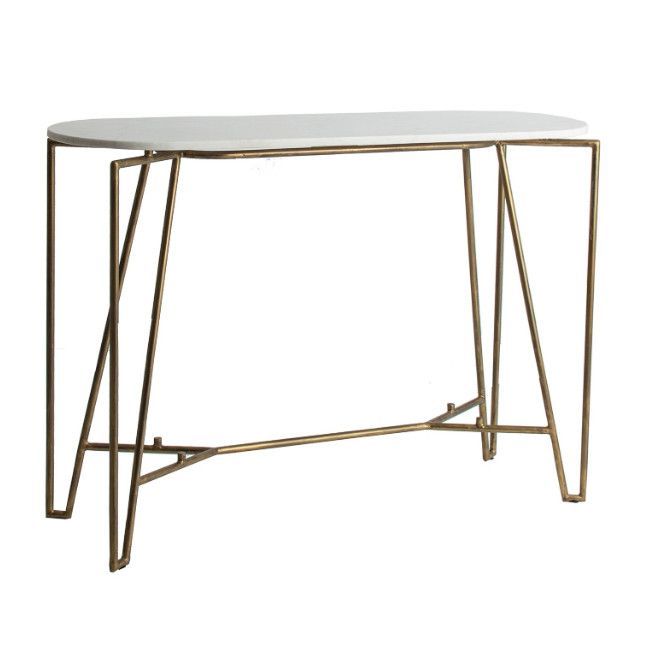Console marbre blanc et métal doré Cardi - Photo n°1