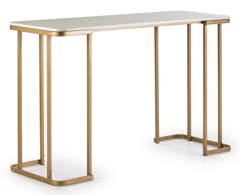 Console marbre blanc et pieds métal doré 126 cm - Photo n°1
