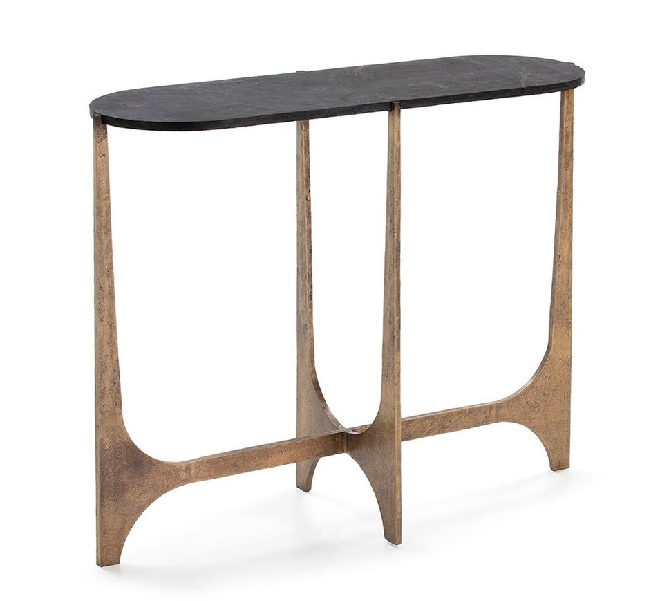 Console marbre noir et pieds métal doré Paiso 92 cm - Photo n°1
