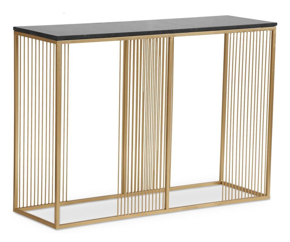 Console marbre noir et pieds métal doré Ulidi 110 cm - Photo n°1