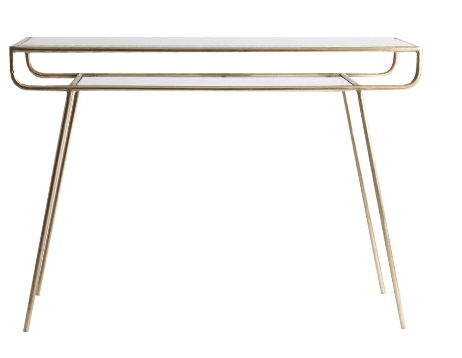 Console métal doré et marbre gris Osten - Photo n°1