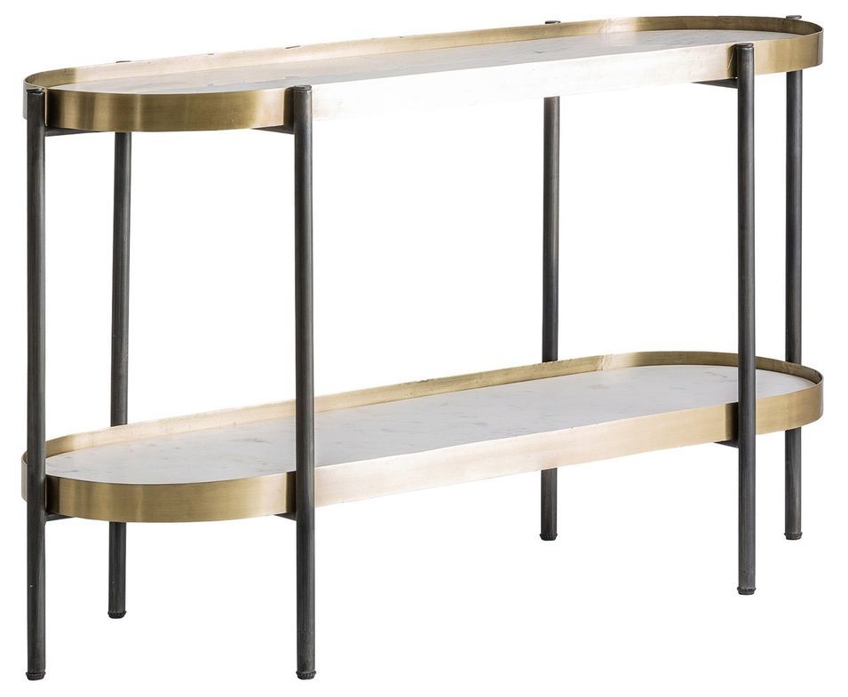 Console art déco acier doré et marbre blanc Mensa 137 cm - Photo n°1