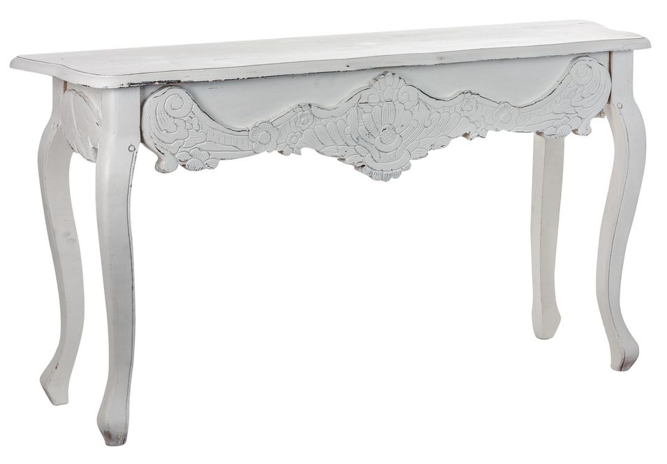 Console pin massif recyclé blanc décapé Ormie - Photo n°1