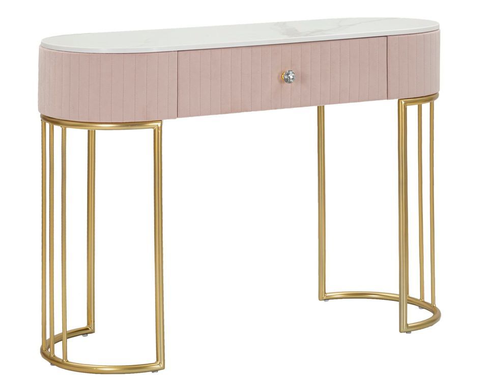 Console rose effet marbre et doré design Montpellier - Photo n°1